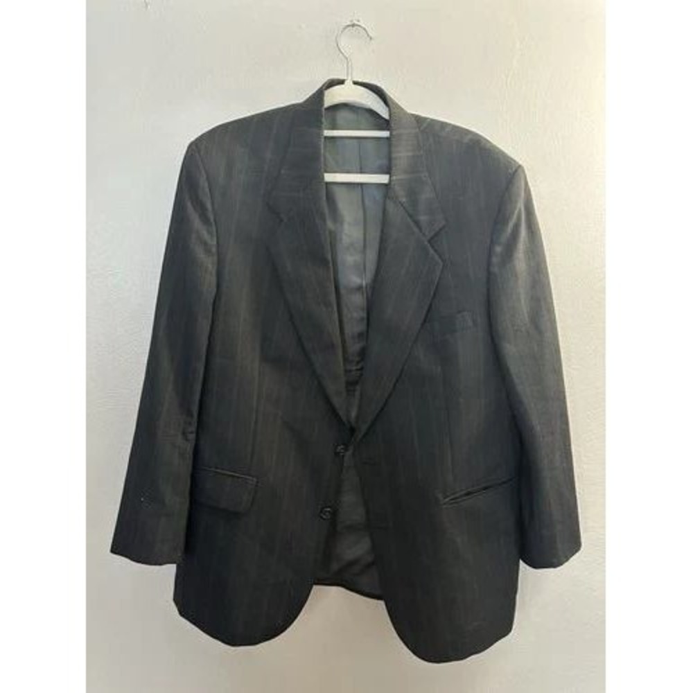 John Alexander Blazer Mens 100% Wool Pinstripe 42R Charcoal Grey Made in USA
